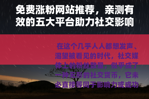 免费涨粉网站推荐，亲测有效的五大平台助力社交影响力提升