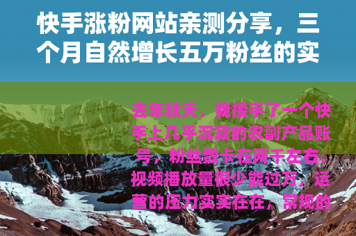 快手涨粉网站亲测分享，三个月自然增长五万粉丝的实操记录