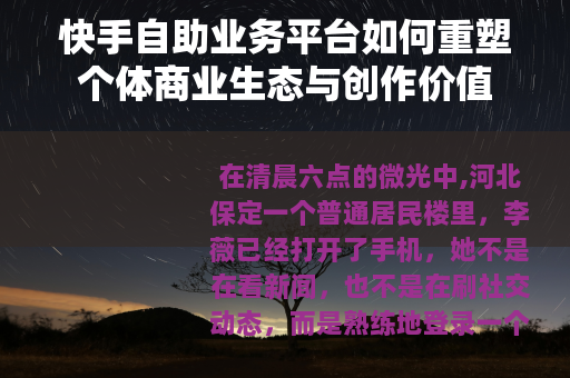 快手自助业务平台如何重塑个体商业生态与创作价值