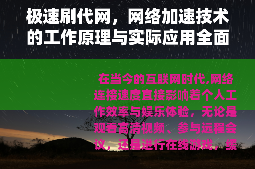 极速刷代网，网络加速技术的工作原理与实际应用全面指南