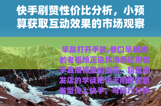 快手刷赞性价比分析，小预算获取互动效果的市场观察