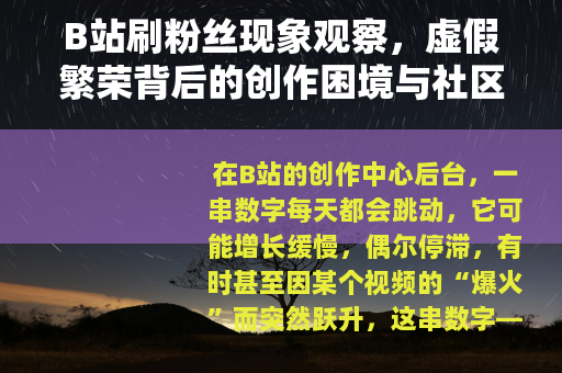 B站刷粉丝现象观察，虚假繁荣背后的创作困境与社区生态考量