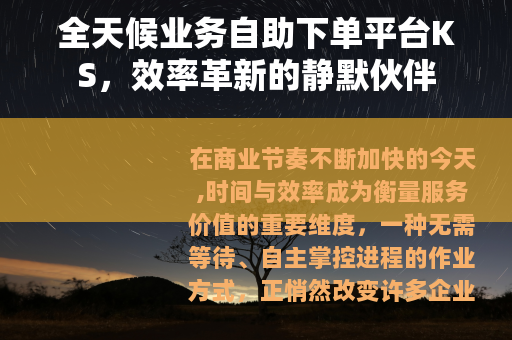 全天候业务自助下单平台KS，效率革新的静默伙伴