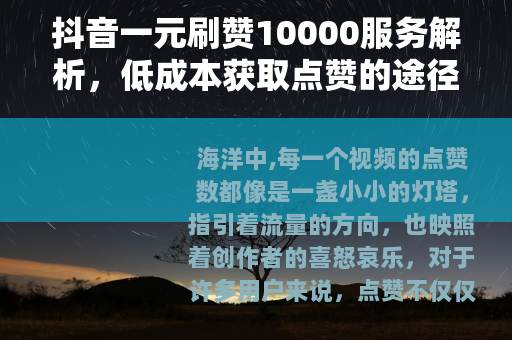 抖音一元刷赞10000服务解析，低成本获取点赞的途径与思考