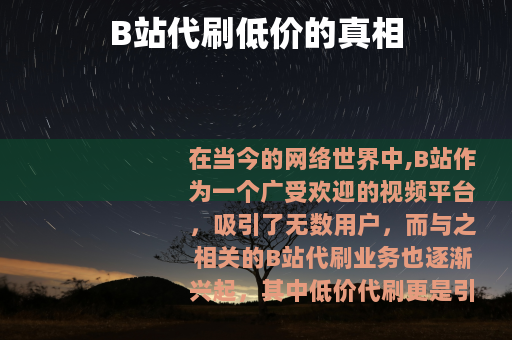 B站代刷低价的真相