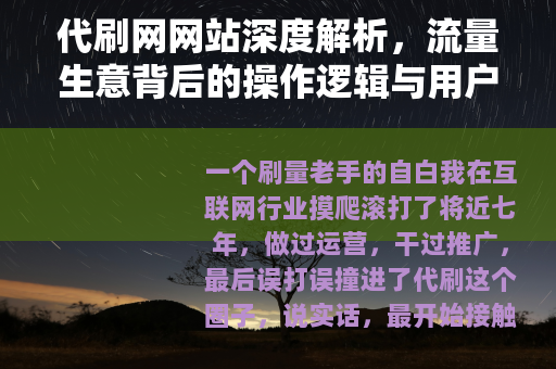 代刷网网站深度解析，流量生意背后的操作逻辑与用户真实体验