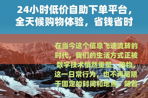 24小时低价自助下单平台，全天候购物体验，省钱省时更自在