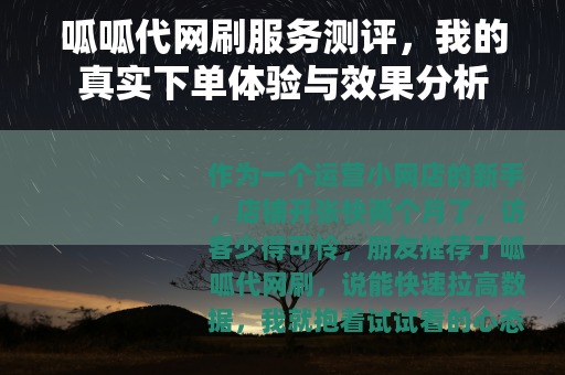 呱呱代网刷服务测评，我的真实下单体验与效果分析