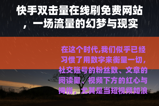 快手双击量在线刷免费网站，一场流量的幻梦与现实