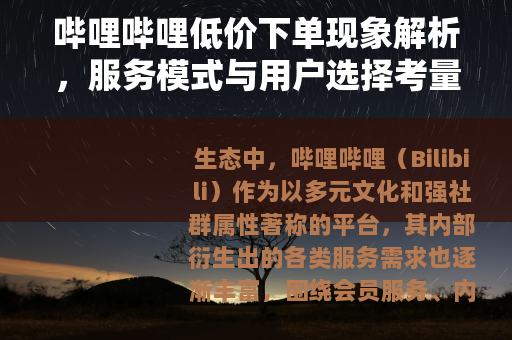哔哩哔哩低价下单现象解析，服务模式与用户选择考量