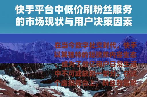 快手平台中低价刷粉丝服务的市场现状与用户决策因素深度解析