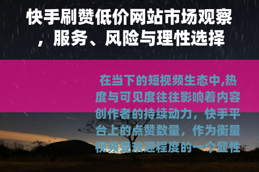 快手刷赞低价网站市场观察，服务、风险与理性选择