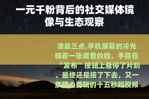 一元千粉背后的社交媒体镜像与生态观察
