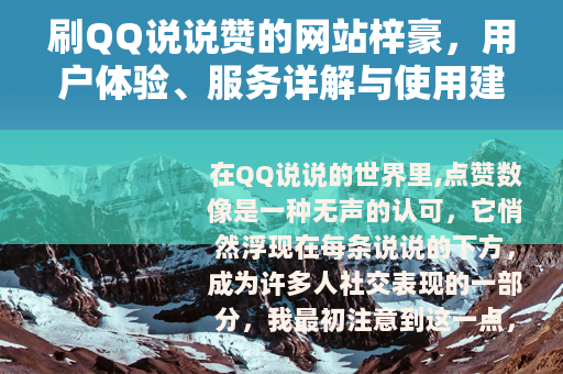 刷QQ说说赞的网站梓豪，用户体验、服务详解与使用建议