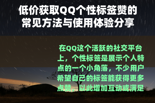 低价获取QQ个性标签赞的常见方法与使用体验分享