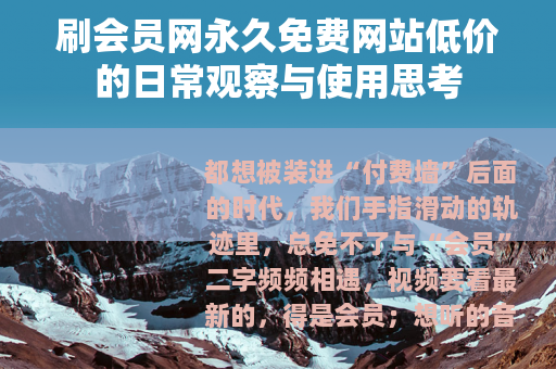 刷会员网永久免费网站低价的日常观察与使用思考