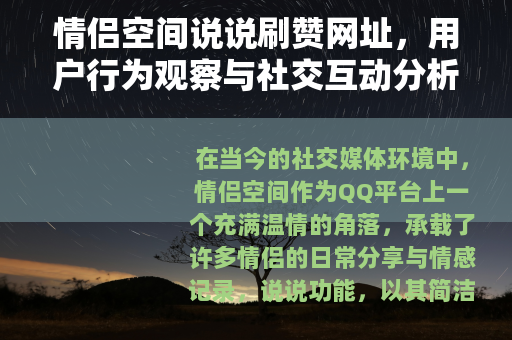 情侣空间说说刷赞网址，用户行为观察与社交互动分析
