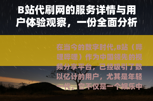 B站代刷网的服务详情与用户体验观察，一份全面分析
