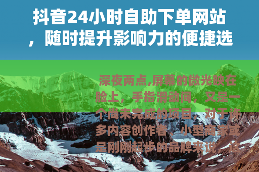 抖音24小时自助下单网站，随时提升影响力的便捷选择