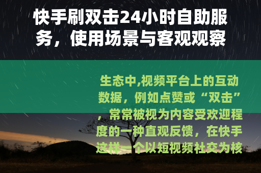 快手刷双击24小时自助服务，使用场景与客观观察