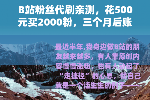 B站粉丝代刷亲测，花500元买2000粉，三个月后账号彻底废了