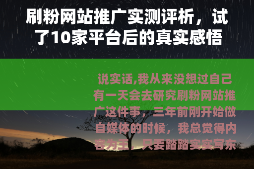 刷粉网站推广实测评析，试了10家平台后的真实感悟