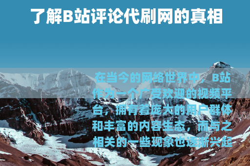 了解B站评论代刷网的真相