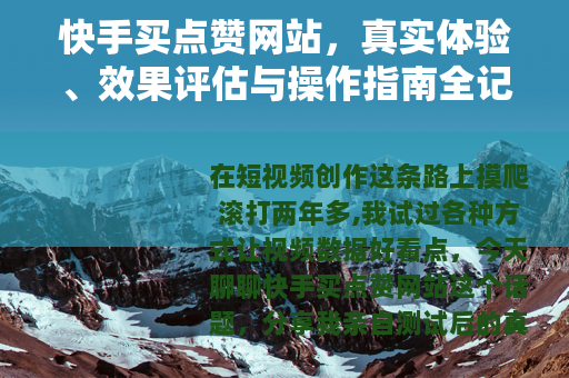 快手买点赞网站，真实体验、效果评估与操作指南全记录