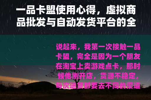一品卡盟使用心得，虚拟商品批发与自动发货平台的全面分析