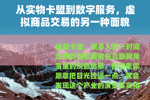 从实物卡盟到数字服务，虚拟商品交易的另一种面貌