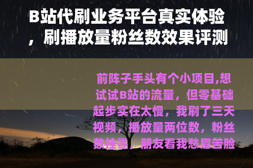 B站代刷业务平台真实体验，刷播放量粉丝数效果评测
