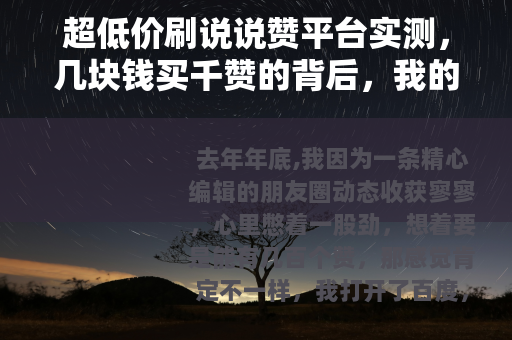 超低价刷说说赞平台实测，几块钱买千赞的背后，我的账号差点废了