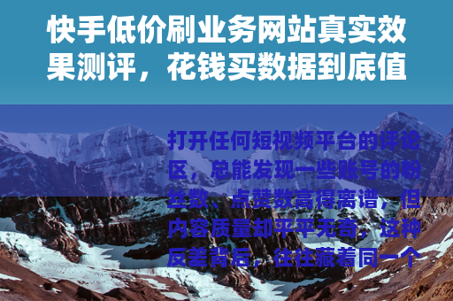 快手低价刷业务网站真实效果测评，花钱买数据到底值不值？