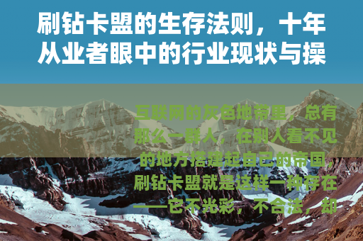 刷钻卡盟的生存法则，十年从业者眼中的行业现状与操作细节