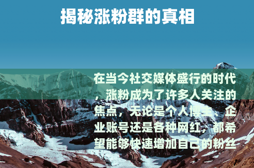 揭秘涨粉群的真相