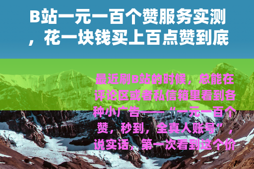 B站一元一百个赞服务实测，花一块钱买上百点赞到底值不值？