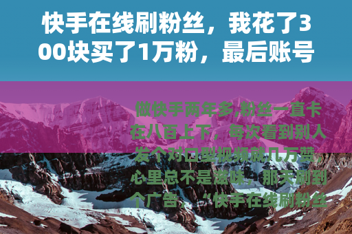 快手在线刷粉丝，我花了300块买了1万粉，最后账号成了这样