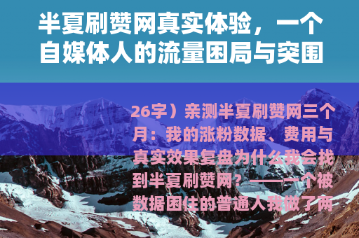 半夏刷赞网真实体验，一个自媒体人的流量困局与突围尝试