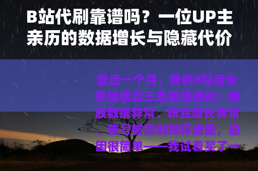 B站代刷靠谱吗？一位UP主亲历的数据增长与隐藏代价