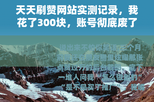 天天刷赞网站实测记录，我花了300块，账号彻底废了