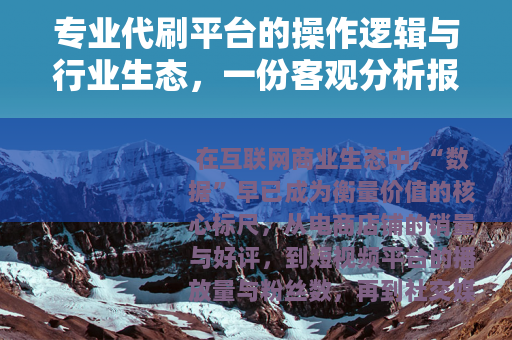 专业代刷平台的操作逻辑与行业生态，一份客观分析报告