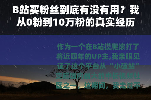 B站买粉丝到底有没有用？我从0粉到10万粉的真实经历与血泪教训