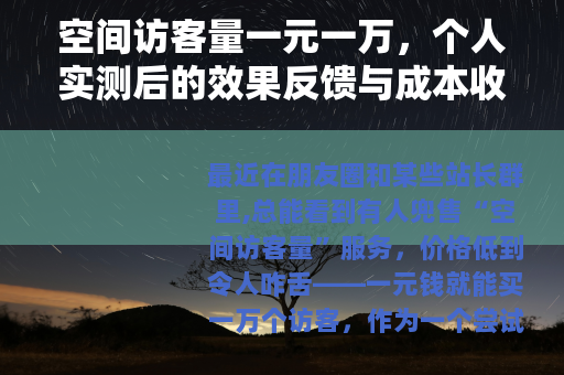 空间访客量一元一万，个人实测后的效果反馈与成本收益分析