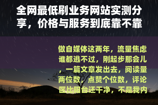全网最低刷业务网站实测分享，价格与服务到底靠不靠谱？