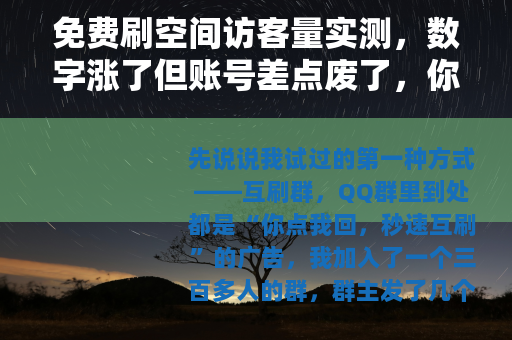 免费刷空间访客量实测，数字涨了但账号差点废了，你还在试吗？