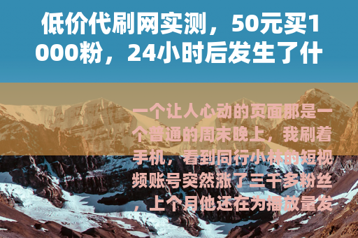 低价代刷网实测，50元买1000粉，24小时后发生了什么？