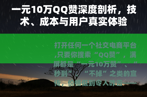 一元10万QQ赞深度剖析，技术、成本与用户真实体验