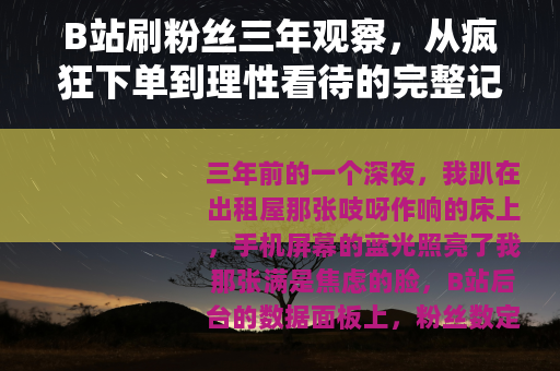 B站刷粉丝三年观察，从疯狂下单到理性看待的完整记录