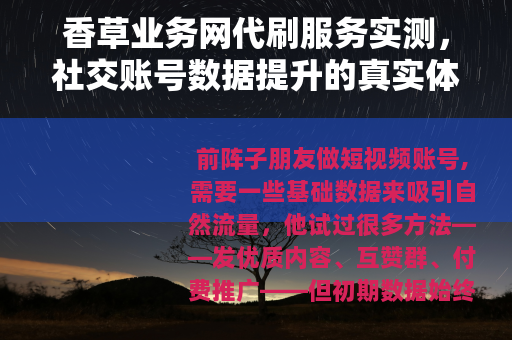 香草业务网代刷服务实测，社交账号数据提升的真实体验与细节分析