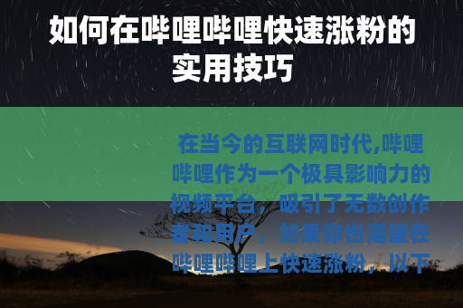 如何在哔哩哔哩快速涨粉的实用技巧